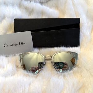 Dior Women's Silver Mirror Sculpt Aviator Sunglasses w/ case